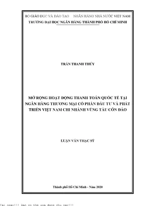 Mở rộng hoạt động thanh toán quốc tế tại ngân hàng thương mại cổ phần đầu tư và phát triển việt nam chi nhánh vũng tàu côn đảo luận văn thạc sĩ tài chính ngân hàng