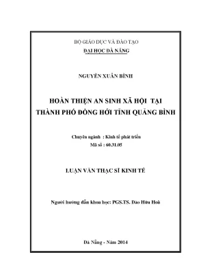 Luận văn thạc sĩ hoàn thiện an sinh xã hội tại thành phố đồng hới tỉnh quảng bình
