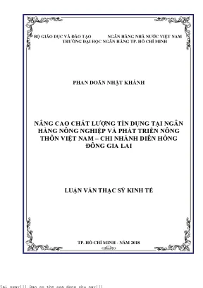 Nâng cao chất lượng tín dụng tại ngân hàng nông nghiệp và phát triển nông thôn việt nam chi nhánh diên hồng đông gia lai luận văn thạc sĩ kinh tế