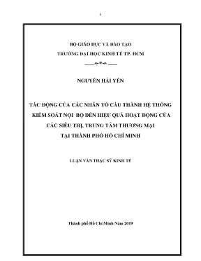 Luận văn thạc sĩ ảnh hưởng của các nhân tố cấu thành hệ thống kiểm soát nội bộ đến hiệu quả hoạt động của các siêu thị trung tâm thương mại tại thành phố hồ chí minh