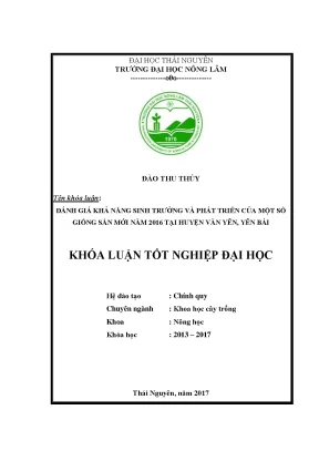 Luận văn đánh giá khả năng sinh trưởng và phát triển của một số giống sắn mới năm 2016 tại huyện văn yên yên bái