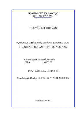 Luận văn thạc sĩ quản lý nhà nước ngành thương mại thành phố hội an tỉnh quảng nam