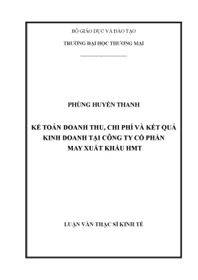 Luận văn kế toán doanh thu chi phí và kết quả kinh doanh tại công ty cổ phần may xuất khẩu hmt