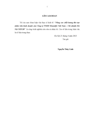 Luận văn thạc sĩ nâng cao chất lượng đào tạo nhân viên kinh doanh của công ty tnhh manulife việt nam chi nhánh hà nội nhn20