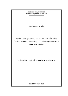 Luận văn thạc sĩ quản lý hoạt động kiểm tra chuyên môn ở các trường trung học cơ sở huyện lục nam tỉnh bắc giang