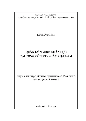 Luận văn thạc sĩ quản lý kinh tế quản lý nguồn nhân lực tại tổng công ty giấy việt nam