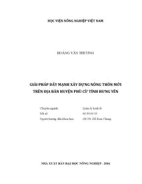 Luận văn thạc sĩ giải pháp đẩy mạnh xây dựng nông thôn mới trên địa bàn huyện phù cừ tỉnh hưng yên