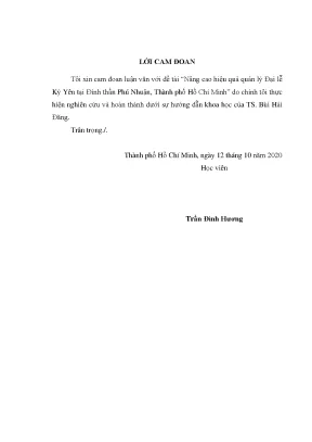 Luận văn nâng cao hiệu quả quản lý đại lễ kỳ yên tại đình thần phú nhuận thành phố hồ chí minh