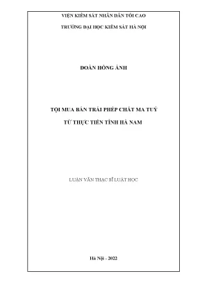 Luận văn thạc sĩ luật học tội mua bán trái phép chất ma túy từ thực tiễn tỉnh hà nam
