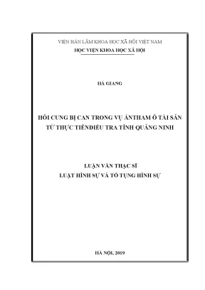 Luận văn thạc sĩ hỏi cung bị can trong vụ án tham ô tài sản từ thực tiễn điều tra tỉnh quảng ninh