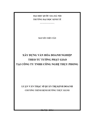 Luận văn thạc sĩ xây dựng văn hóa doanh nghiệp theo tư tưởng phật giáo tại công ty tnhh công nghệ thụy phong