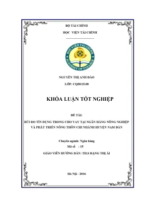 Luận văn học viện tài chính aof rủi ro tín dụng trong cho vay tại ngân hàng nông nghiệp và phát triển nông thôn huyện nam đàn
