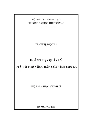 Luận văn hoàn thiện quản lý quỹ hỗ trợ nông dân của tỉnh sơn la