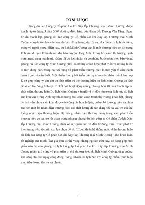 Luận văn hoàn thiện hệ thống nhận diện thƣơng hiệu du lịch của công ty cổ phần cơ khí xây lắp thƣơng mại minh cƣờng