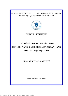 Tác động của rủi ro tín dụng đến khả năng sinh lời của các ngân hàng thương mại việt nam luận văn thạc sĩ tài chính ngân hàng