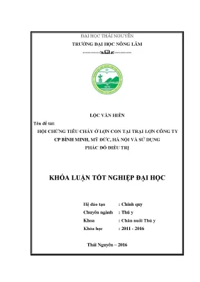 Luận văn hội chứng tiêu chảy ở lợn con tại trại lợn công ty cp bình minh mỹ đức hà nội và sử dụng phác đồ điều trị