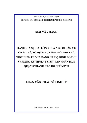 Luận văn thạc sĩ đánh giá sự hài lòng của người dân về chất lượng dịch vụ công đối với thủ tục liên thông đăng ký hộ kinh doanh và đăng ký thuế tại ủy ban nhân dân quận 3 thành phố hồ chí minh