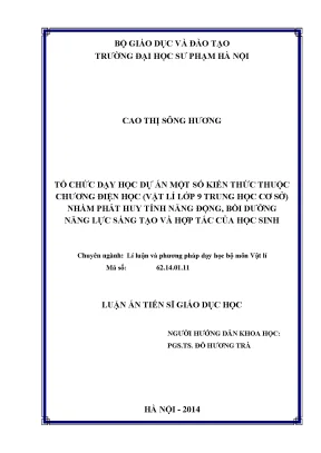 Luận văn tổ chức dhda một số kiến thức thuộc chương điện học vl lớp 9 thcs nhằm phát huy tính năng động bồi dưỡng nl sáng tạo và hợp tác của hs