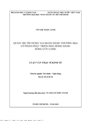 Quản trị tín dụng tại ngân hàng thương mại cổ phần phát triển nhà đồng bằng sông cửu long luận văn thạc sĩ kinh tế