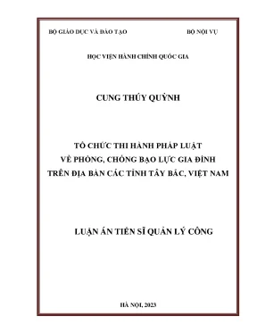 Luận án tiến sĩ quản lý công tổ chức thi hành pháp luật về phòng chống bạo lực gia đình trên địa bàn các tỉnh tây bắc việt nam