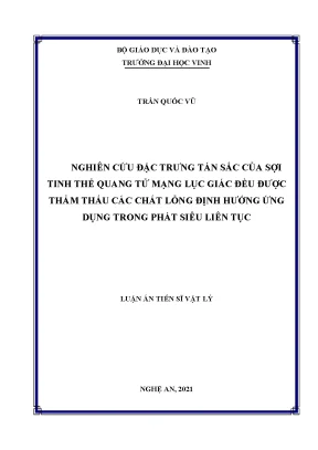 Luận án tiến sĩ nghiên cứu đặc trưng tán sắc của sợi tinh thể quang tử mạng lục giác đều được thẩm các chất lỏng định hướng ứng dụng trong phát siêu liên tục