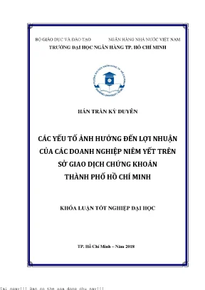 Các yếu tố ảnh hưởng đến lợi nhuận của các doanh nghiệp niêm yết trên sở giao dịch chứng khoán thành phố hồ chí minh luận văn thạc sĩ tài chính ngân hàng