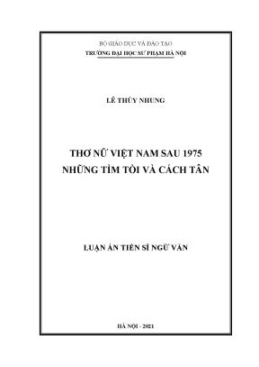 Luận án tiến sĩ thơ nữ việt nam sau 1975 những tìm tòi và cách tân