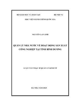 Luận văn thạc sĩ quản lý kinh tế quản lý nhà nước hoạt động sản xuất công nghiệp tại bình dương