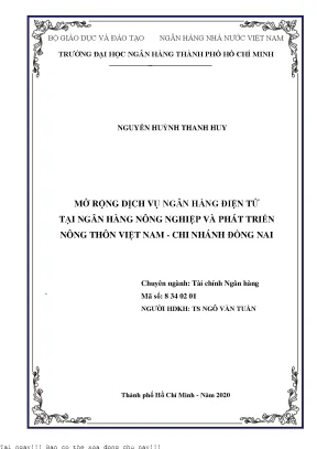 Mở rộng dịch vụ ngân hàng điện tử tại ngân hàng nông nghiệp và phát triển nông thôn việt nam chi nhánh đồng nai luận văn thạc sĩ tài chính ngân hàng
