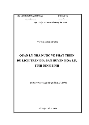 Luận văn thạc sĩ quản lý công quản lý nhà nước về phát triển du lịch trên địa bàn huyện hoa lư tỉnh ninh bình