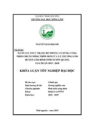 Luận văn đánh giá hiện trạng hệ thống cơ sở hạ tầng theo tiêu chuẩn nông thôn mới của xã thượng lâm huyện lâm bình tỉnh tuyên quang
