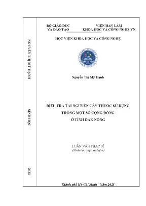 Luận văn thạc sĩ điều tra tài nguyên cây thuốc sử dụng trong một số côgnjd dồng ở tỉnh đắk nông
