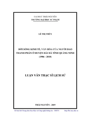 Luận văn thạc sĩ đời sống kinh tế văn hóa của người dao thanh phán ở huyện hải hà tỉnh quảng ninh 1986 2018
