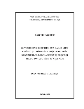 Luận án thạc sĩ luật học quyền không buộc phải đưa ra lời khai chống lại chính mình hoặc buộc phải nhận mình có tội của người bị buộc tội trong tố tụng hình sự việt nam