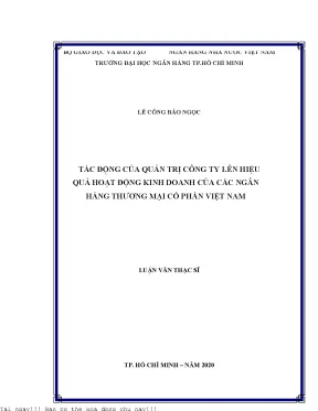 Tác động của quản trị công ty lên hiệu quả hoạt động kinh doanh của các ngân hàng thương mại cổ phần việt nam luận văn thạc sĩ tài chính ngân hàng