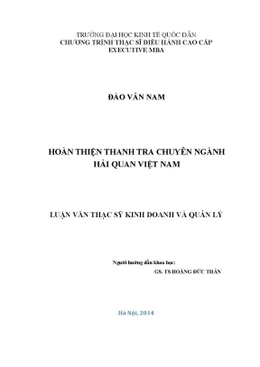Luận văn thạc sĩ kinh tế hoàn thiện thanh tra chuyên ngành hải quan việt nam