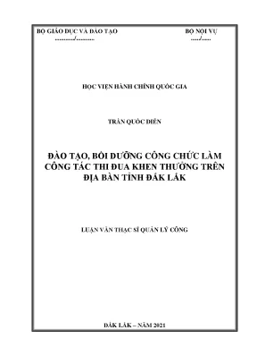 Luận văn thạc sĩ đào tạo bồi dưỡng cho công chức làm công tác thi đua khen thưởng trên địa bàn tỉnh đắk lắk