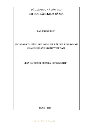 Luận án tiến sĩ quản lý công nghiệp tác động của năng lực động tới kết quả kinh doanh của các doanh nghiệp việt nam