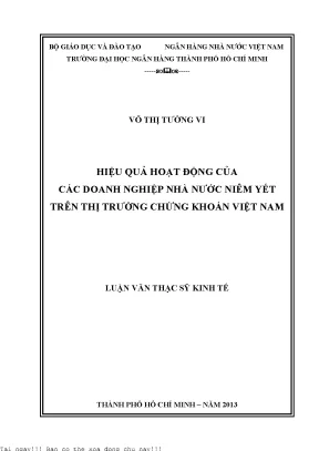 Hiệu quả hoạt động của các doanh nghiệp nhà nước niêm yết trên thị trường chứng khoán việt nam luận văn thạc sĩ kinh tế