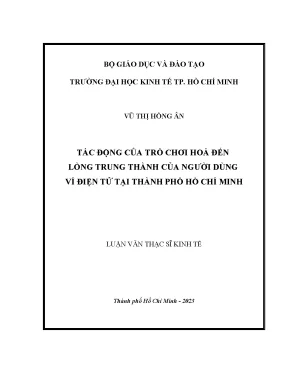Luận văn thạc sĩ kinh tế tác động của trò chơi hoá đến lòng trung thành của người dùng ví điện tử tại thành phố hồ chí minh