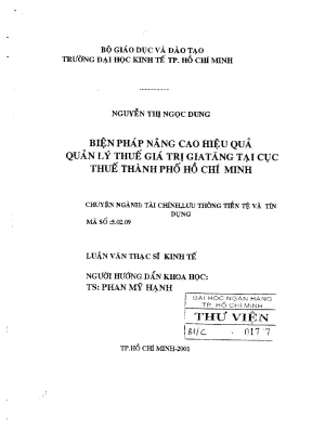 Biện pháp nâng cao hiệu quả quản lý thuế giá trị gia tăng tại cục thuế thành phố hồ chí minh luận văn thạc sĩ kinh tế