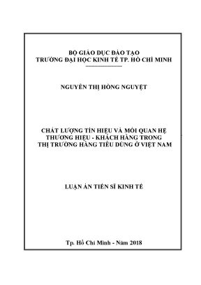 Luận văn thạc sĩ chất lượng tín hiệu và mối quan hệ thương hiệu khách hàng trong thị trường hàng tiêu dùng ở việt nam
