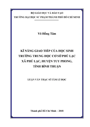 Luận văn thạc sĩ kĩ năng giao tiếp của học sinh trường trung học cơ sở phú lạc huyện tuy phong tỉnh bình thuận