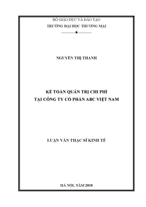 Luận văn thạc sĩ kế toán quản trị chi phí tại công ty cổ phần abc việt nam