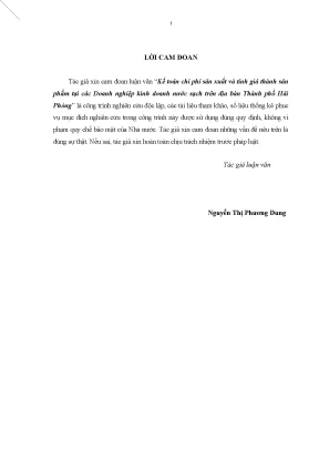 Luận văn kế toán chi phí sản xuất và tính giá thành sản phẩm tại các doanh nghiệp kinh doanh nước sạch trên địa bàn thành phố hải phòng