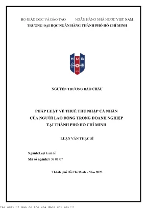 Pháp luật về thuế thu nhập cá nhân của người lao động trong doanh nghiệp tại thành phố hồ chí minh luận văn thạc sĩ