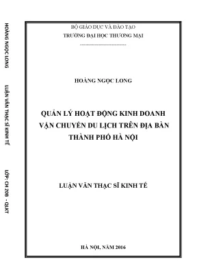 Luận văn thạc sĩ quản lý hoạt động kinh doanh vận chuyển du lịch trên địa bàn thành phố hà nội