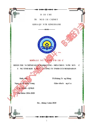 Luận văn thạc sĩ hoàn thiện chính sách marketing mix cho sản phẩm nước uống tinh khiết mv của công ty tnhh ccs mukadhan
