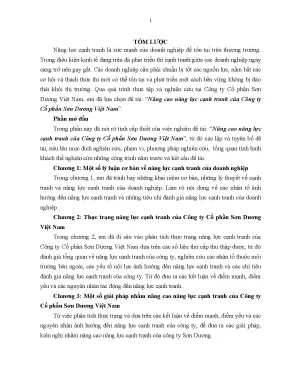 Luận văn nâng cao năng lực cạnh tranh của công ty cổ phần sơn dương việt nam