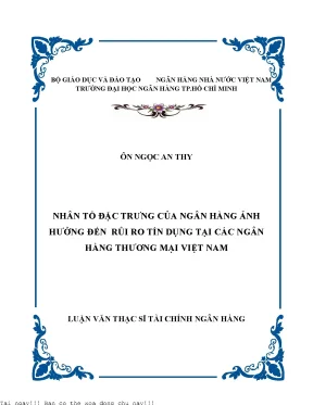 Nhân tố đặc trưng của ngân hàng ảnh hưởng đến rủi ro tín dụng tại các ngân hàng thương mại việt nam luận văn thạc sĩ kinh tế